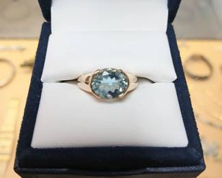Custom made Aqua Marine ring in 14k white gold. Approx sz 6.5