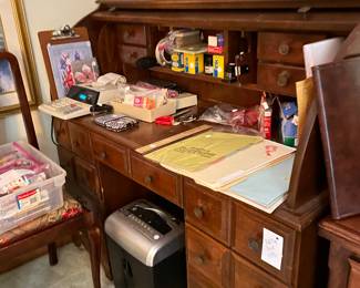 roll top desk, shredder