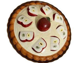 Vintage Ceramic Apple Pie Dish with Cover