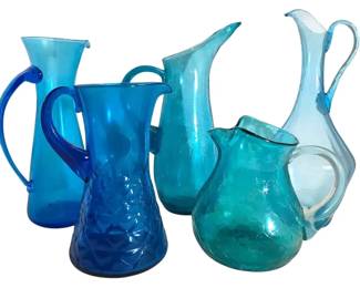Blue Green Glass Pitchers