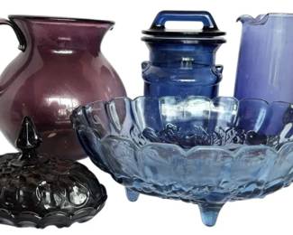 Smokey Blue And Purple Glassware