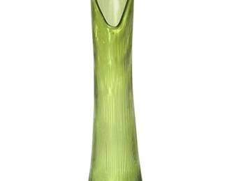 L.E. Smith Green Nubby Butt Swung Glass Floor Vase 37 Inch
