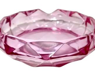 Viking Glass Thistle Pink Diamond Point Ashtray