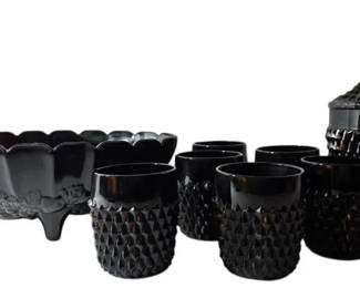 Black Diamond Point Glass Jar, Cups Fruit Bowl