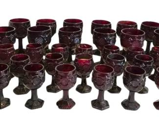 Avon Ruby Red Cape Cod Goblets 28 Small  12 Large
