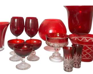 Red Clear Glassware  Drinking Glasses, Decorative Bowls,  More