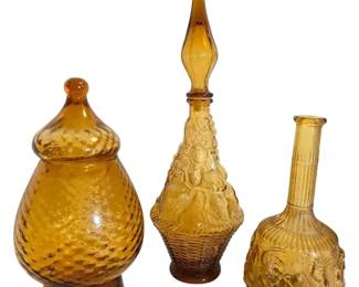 Amber Empoli Apothecary Jar, Decanter, Zodiac Bottle  All Made In Italy