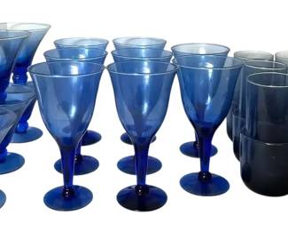 Blue Wine Goblets Drinking Glasses