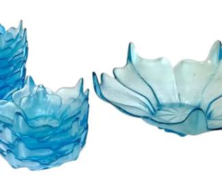 Viking Lotus Glass Bowls in Blue