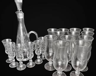 Etched Rose Decanter Glasses