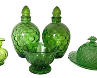 Wheaton Reverse Honeycomb Decanters More Green Glassware