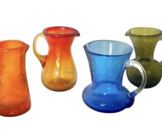 Small Rainbow Crackle Glass Pitchers 