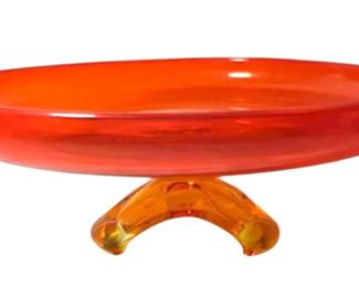 Viking Glass Persimmon Cake Plate