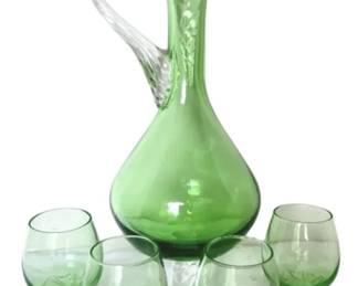 Green Decanter And Glasses
