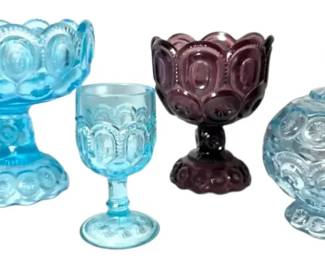 L.E. Smith Moon Stars Glassware In Light Blue  Amethyst