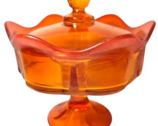 Viking Glass Persimmon 6Petal Divided Candy Dish