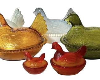 HensonNests in Amberina, Green, Milk Glass,  More