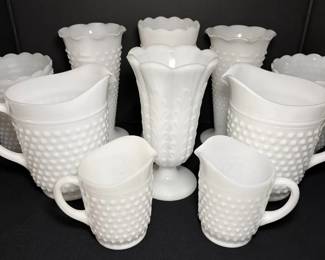 Milk Glass Vases, Pitchers, Planters
