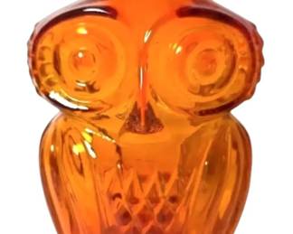 Viking Glass Persimmon Owl Bottle