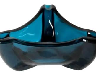 Viking Glass Bluenique Triangle Ashtray