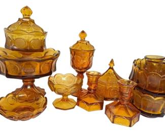 Fostoria Coin Amber Glass Compotes, Candy Dishes More