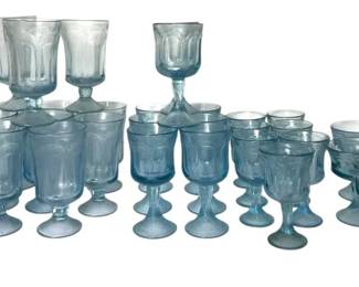 Fostoria Woodland Blue Drinking Glasses