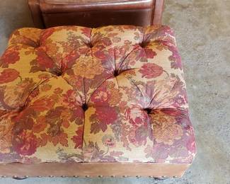 Ralph Lauren ottoman . leather bottom.  $175