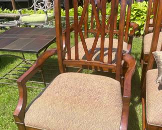 Bernhard dining chairs that go with the matching table inside. Has leaves and custom pads $1,200.   8 chairs and large stunning solid wood table.
