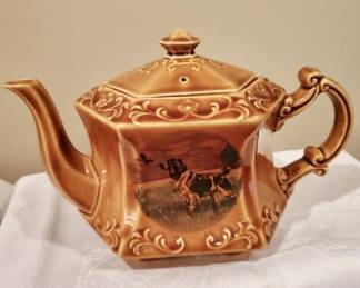 Antique authentic Hunting Dog ( beagle ) Transfer ware teapot. 