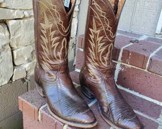 NICE Vintage Nocona Snakeskin Brown Boots, Size 9.5