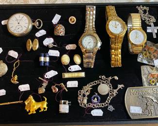 Antique pocket watch, vintage wristwatches, and other select vintage jewelry