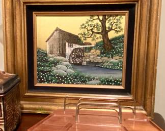 Yep, another very cool barn scene signed Oil painting