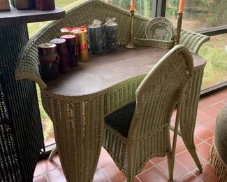 Rattan desk and chair 
