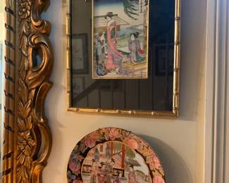 Oriental wall art and decorative plate 
