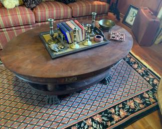 Antique Empire style clawfoot Mahogany coffee table 