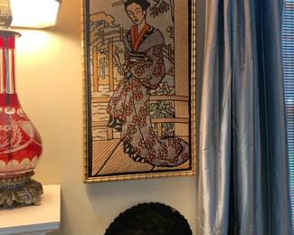 Oriental needlepoint artwork