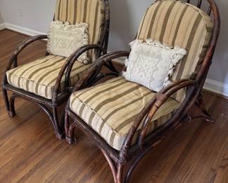 Pair of Rattan Arm Chairs