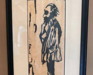 Dorothy Stewart Block Print of a man