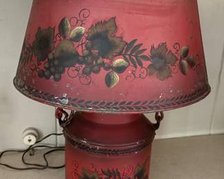 Vintage Toleware Table Lamp - Handpainted