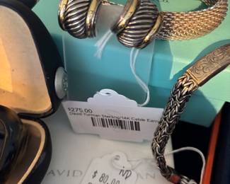 David Yurman Sterling/14k Cable Earrings 
