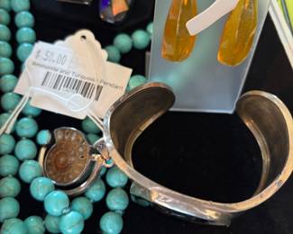 Ammonite and Turquoise Pendant 