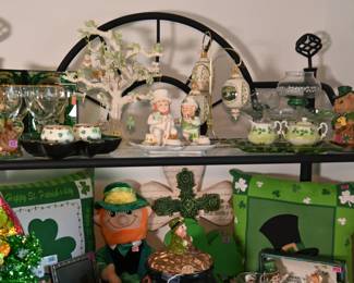 Wire and glass plant stand, St Patricks Day decorations