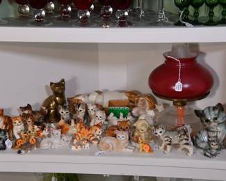 So many adorable 1960s midcentury ceramic, glass, and china kitties!