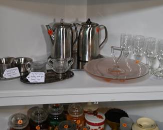 Assorted coffee and tea service sets