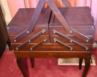 Antique accordion sewing box