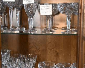 Waterford champagne flutes, couples, white wine glasses