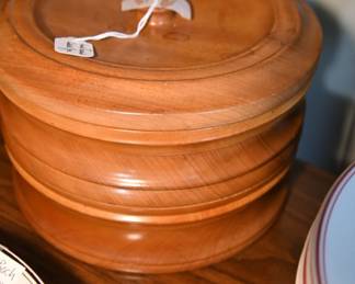 Hand-turned vintage wooden box