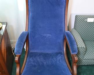 Vintage velvet upholstered rocker
