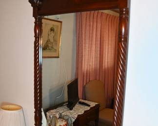 Mahogany spool spindle wall mirror