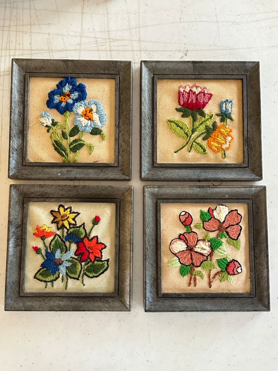 Vintage crewel embroidery 